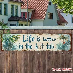 Vintage Metal Iron Sign, Decorative Plaque, Life Is Better In Hot Tub Quote, Home Decor, Room Decoration, Restaurant Bar Cafe Garage Decor, Farmhouse Style, 4x16 Inches