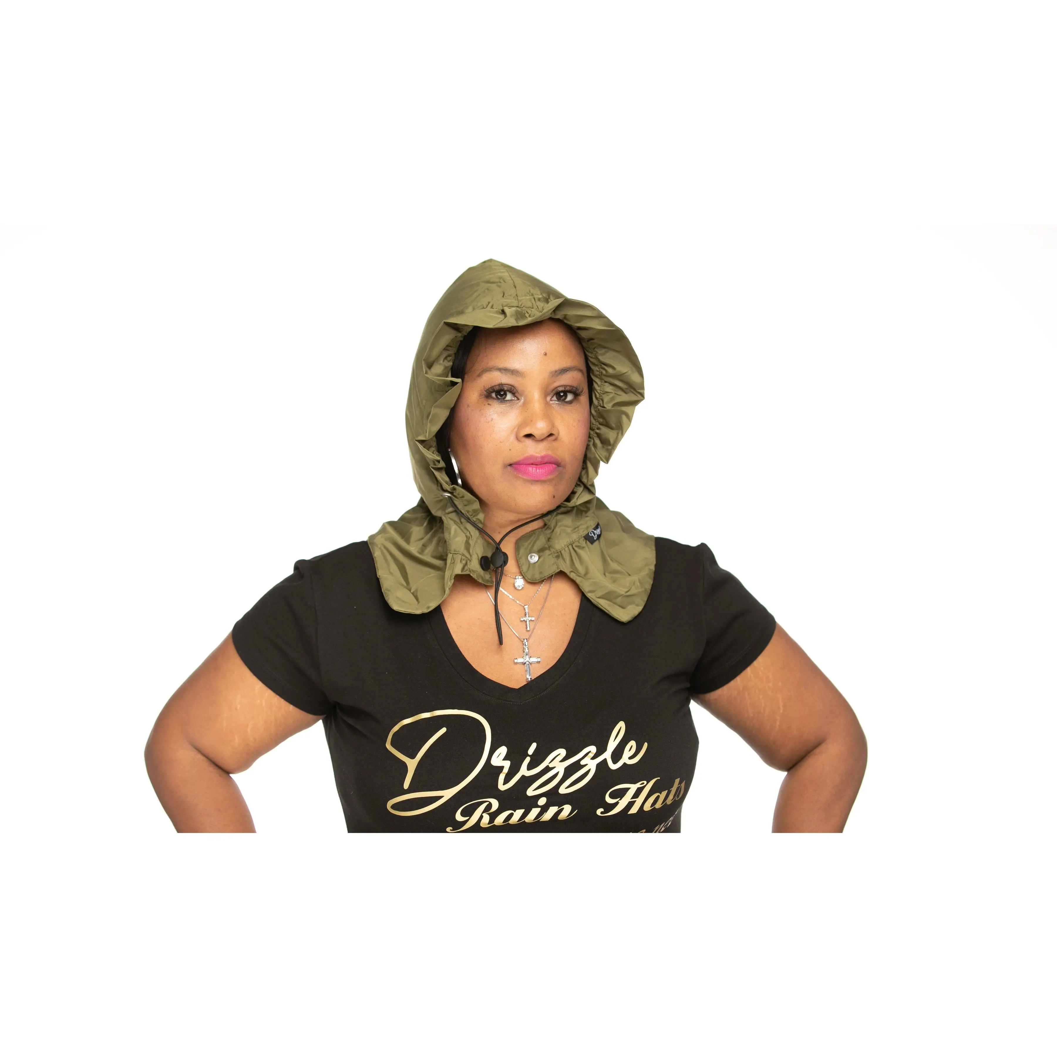 Drizzle Raincap Women's Waterproof Rain Cap, Olive Green, Adjustable Sunscreen Hat with Hidden Pocket, Casual Snapback Hat, Casual Hat