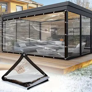 Clear Tarp 10x13FT Heavy Duty Waterproof with Grommets, Spring Rain Protection, Clear View Design Easy Install Rainproof Cover for Outdoor Patio Garden Greenhouse Chicken Coop Camping