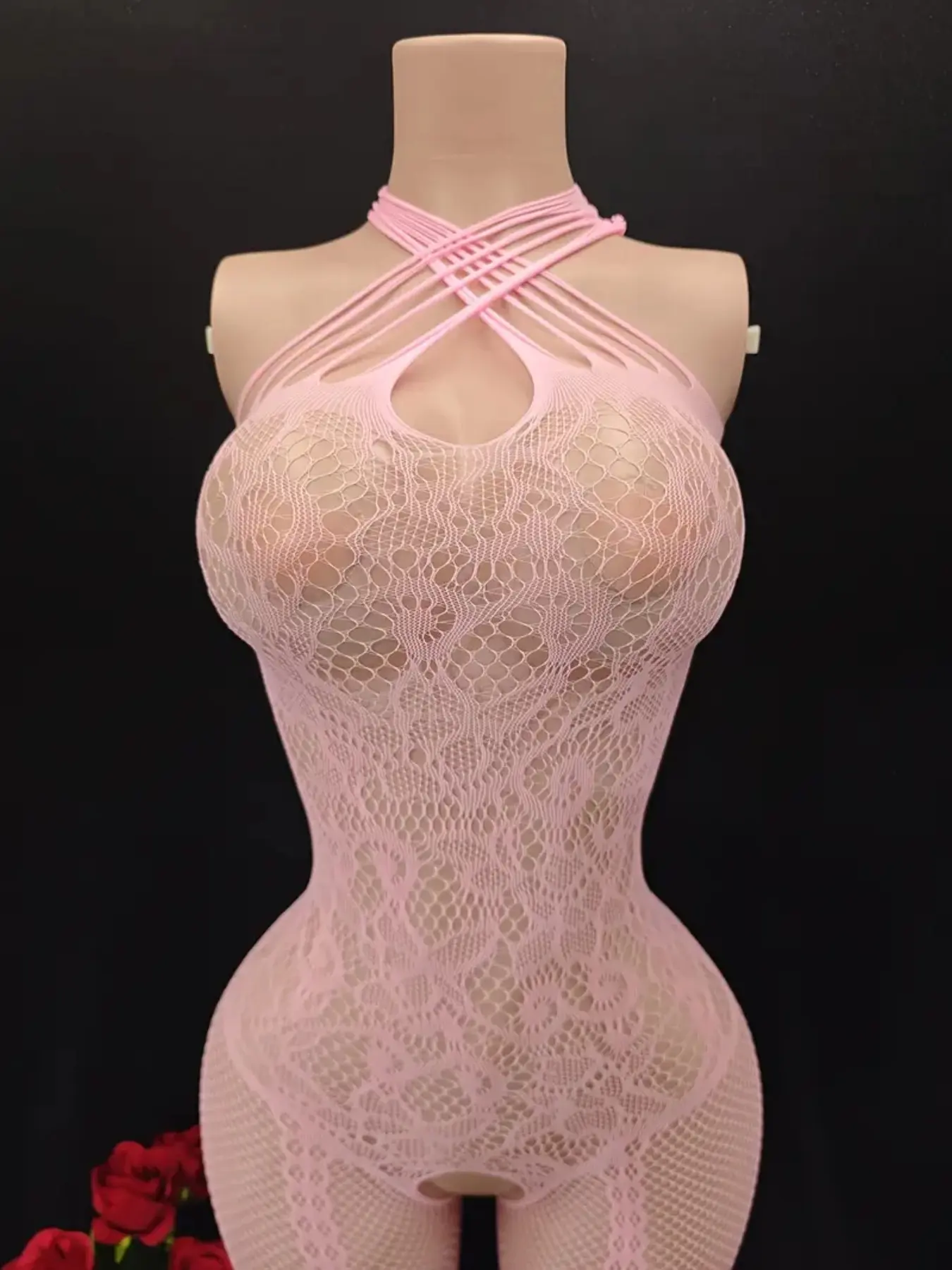 Sexy Sheer Stockings with Split Design, Mid Waist Slim-Fit Bodysuit, Keyhole Back, Halloween Pattern, All-Season Wear