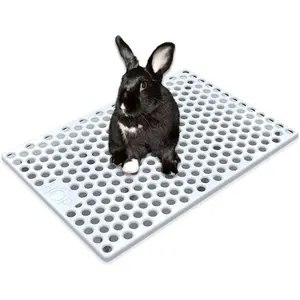Rabbit Litter Box, Less Mess with Built-in  Feeder Designed for Rabbits/Bunnies. Includes Removable Cover and Pan. BPA-Free and Dishwasher Safe. (Grid ONLY)