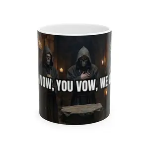 Masked Monks I VOW, YOU VOW, WE VOW Scene mug | Ceramic Mug (11oz 15oz) - Original Graphic Art created by seller