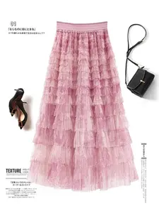 Elegant High-Waisted Midi Skirt, Vintage Tie-Dye Lace-Up Design, A-Line Pleated Dress for Women, Perfect for Parties & Casual Wear, Chic Clothes