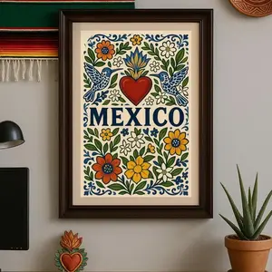 [UNFRAMED] Mexico Wall art, Mexico Talavera Milagrito Art, Mexico Poster