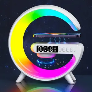 Wireless Speaker with Phone Charger, Adjustable Alarm Clock, Sunrise Simulation, Night Light, USB Type-C, Button Control, 5.2 Surround Sound, Audio