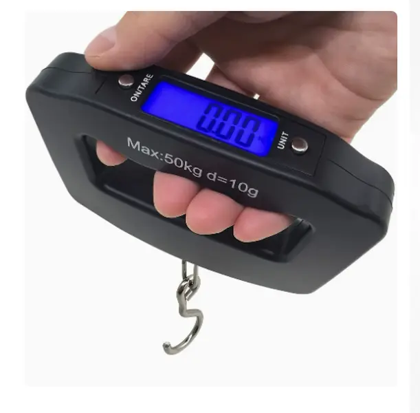 Digital Luggage Scale, Baggage Weight Scale, 110 Lb (50 Kg) with 10g Deviation, Portable Handheld Suitcase Weight Scale with Hook for Travel, Fish Weighing, Black