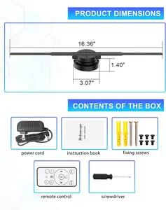 244-LED Holographic Advertising Fan - 16.5in High-Res Display for Shopping Malls & Exhibitions Promotional Content Durable