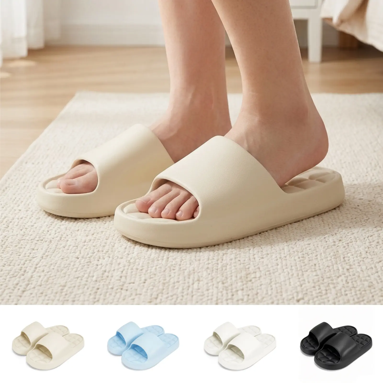 Women's Simple Thick-Soled Home Slippers - Solid Color Casual Soft-Soled Unisex Indoor-Outdoor Shoes for Summer, Bathroom Use, Holiday Gift