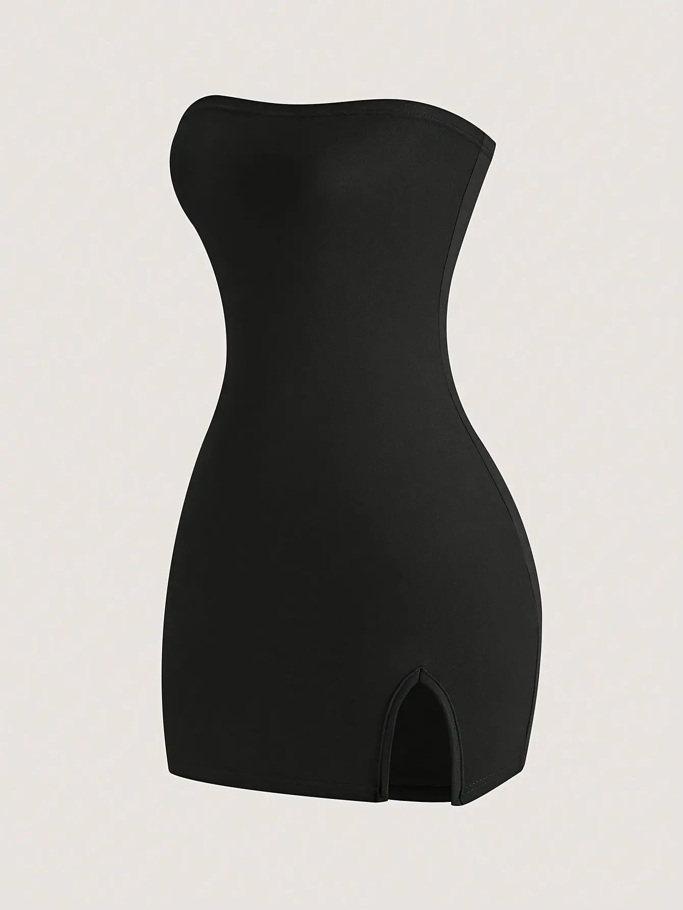 Women's Solid Knit Strapless Tube Bodycon Dress - Sweetheart Neckline, Split Hem, Bodycon Outfit for Going Out