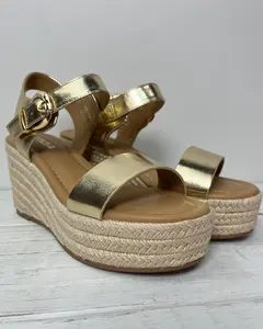 The Nadine Gold Metallic Espadrille Wedge