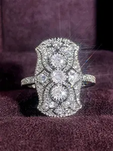 Elegant Rhinestone Decorated Ring, Fashion Accessories for Women for Party, Daily Clothing Decor, Trendy All-match & Exquisite Jewelry for Birthday Gift, Trendy Jewellery Accessories