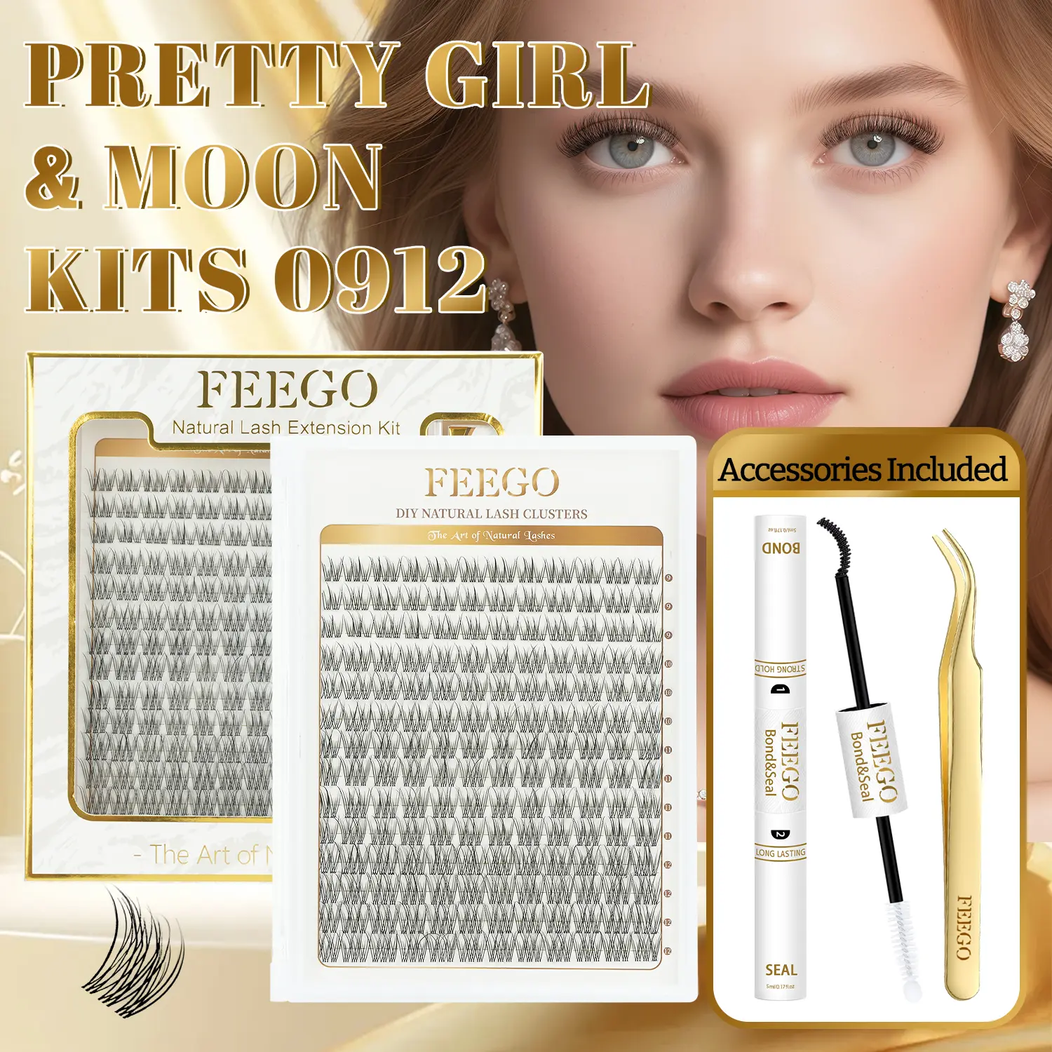 FEEGO Natural Lash Extension Kit Wispy Lash Clusters Kit 168Pcs Eyelash ...