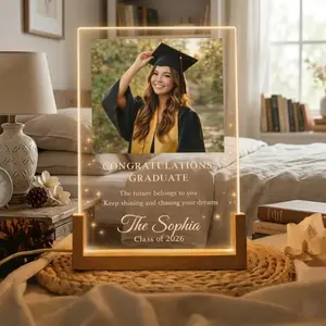 Custom Graduation Photo Night Light, Personalized Acrylic Plaque Class of 2026 Senior Gift Graduate LED Lamp Home Decor, Gift for Master's Degree, Doctoral Thesis, Gift for Friends