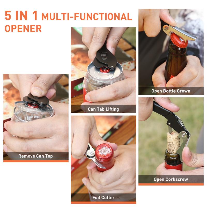 Ikkle All-Purpose Portable Can Opener Ideal for 7.5 to 25 oz. cans of beer, soda, and wine Beer bottle opener Kitchen essential Smooth aluminum surface Effortlessly opens cans without leaving debris Safe and portable Reliable non-slip design