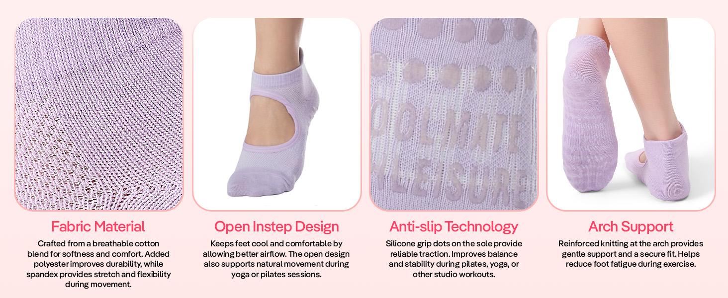 3 Pairs Non-Slip Yoga Socks for Women with Grips & Cutout Design | Anti-Skid Pilates, Barre, Ballet & Home Workout Socks | Breathable Cotton Hospital Grip Socks 3 Pairs Non-Slip Yoga Socks for Women with Grips & Cutout Design | Anti-Skid Pilates, Barre, Ballet & Home Workout Socks | Breathable Cotton Hospital Grip Socks
