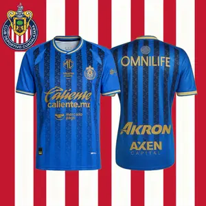 25 26 Chivas de Guadalajara Blue Short Sleeve Soccer Jersey Fans Version Breathable