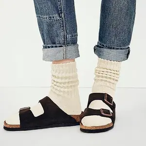 6PCS Casual Slouch Socks for Women Men, Ribbed Mid-Calf Socks with Relaxed Fit, Stretchy Everyday Crew Socks for Yoga, Lounging, and Outings