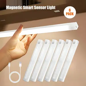 Magnetic Smart Sensor Light 6-Piece LED Motion Sensor Light Strip Set USB-Rechargeable Adjustable Indoor Lighting Ideal for Kitchens Closets Pantries Cupboards Bathrooms Staircases Sink Cabinets Garages Valentine's Day Gift kitch