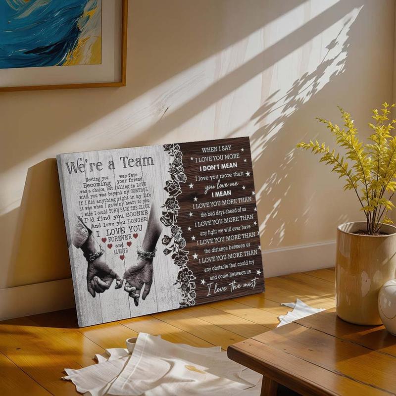 Personalized We're a Team Couples Wall Art Poster, Christmas Birthday Festival Anniversary Gift for Him Her Husband Wife, Wall Decor for Office Living Room Home