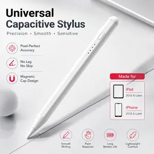 Universal capacitive stylus – Precise writing, smooth touch, lightweight and portable, suitable for drawing, note-taking and office use, compatible with iPhone/iPad/Samsung/Xiaomi/Huawei mobile phones and tablets.