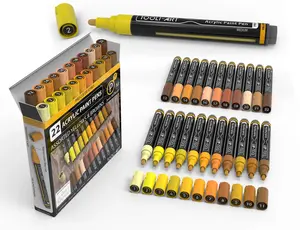22 Acrylic Paint Pens (YELLOWS & BROWNS) Pro Color Series Set (3mm MEDIUM) Art Drawing Supplies Artist Supplies
