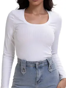 Womens Long Sleeve Scoop Neck Shirts Knit Tops Slim Fitted Tees Basic Casual Fall Outfits