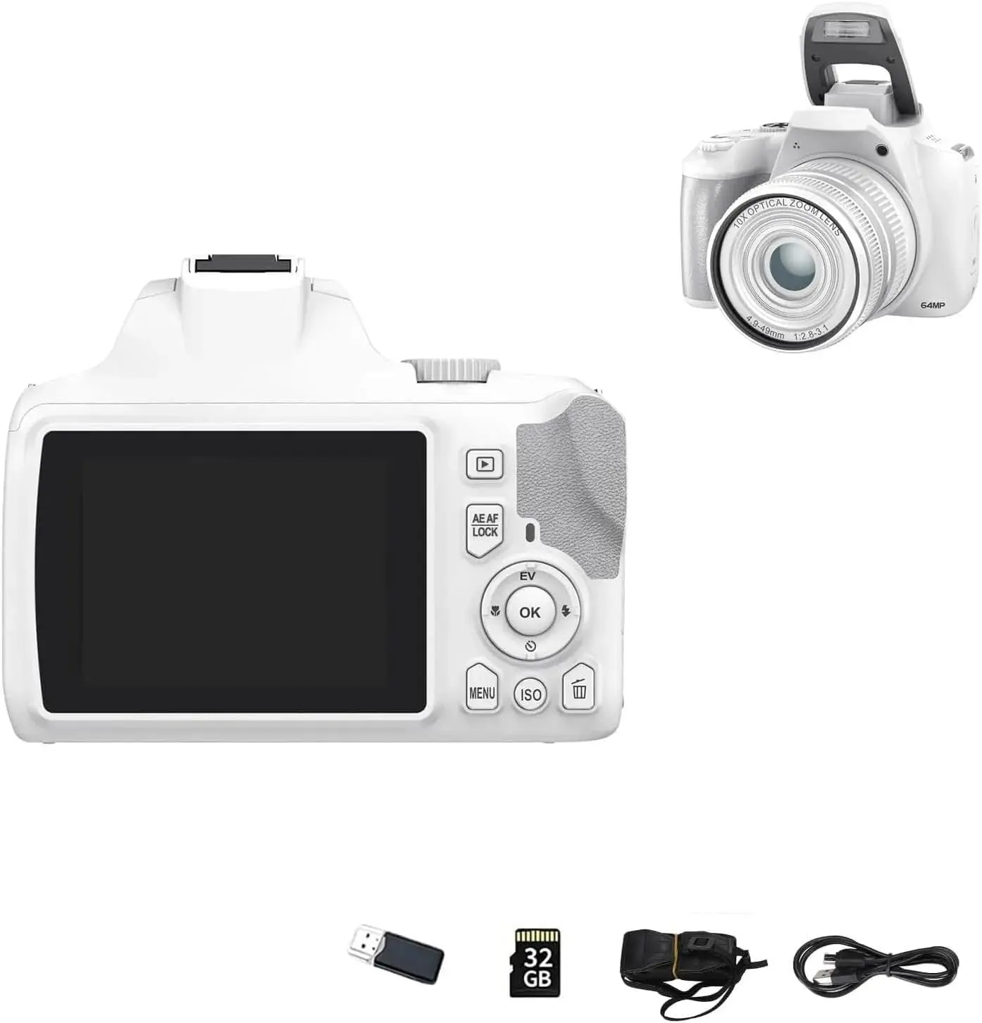 MUOXUEQN 4K Point & Shoot Digital Camera - 64MP High-Definition, 40X Digital Zoom, 3in Flip Screen, Built-In Flash, Autofocus for Students, Travel Vlogging & Photography