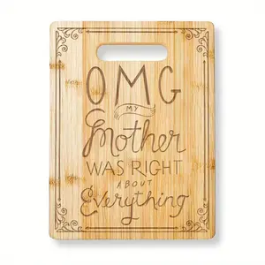 1pc Bamboo Cutting Board, "MY mother..." Cutting Board, Funny Bamboo Cutting Board, Humorous Wooden Cutting Board, Kitchen Decor, Creative Housewarming Gift for Friends, Food Preparation, Wooden Chopping Board