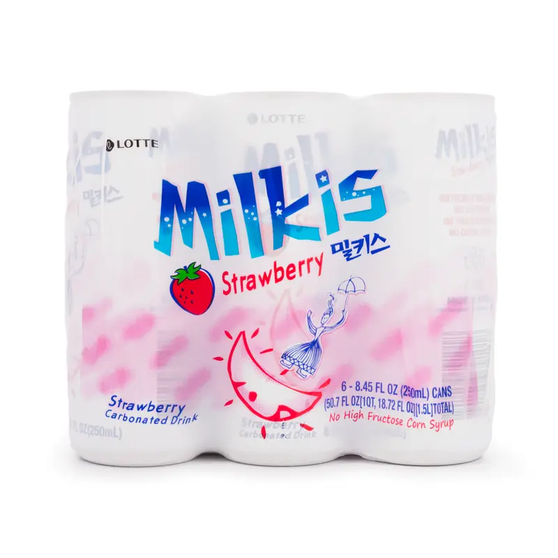 LOTTE Milkis Carbonated Drink Strawberry Flavor 8.45 fl.oz