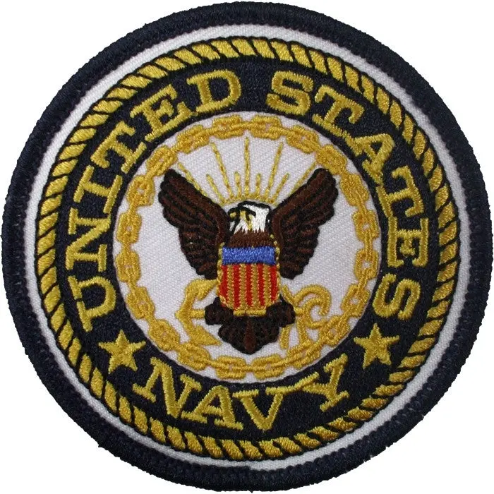 Military United States Navy Embroidered Detail Sew-On Iron Patch, 3 Inches Round Design