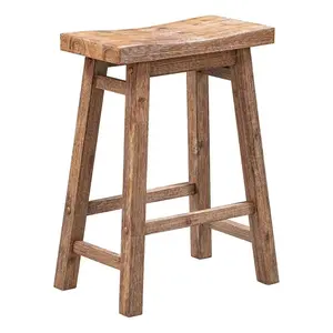 Bowery Hill 24" Farmhouse Wood Counter Stool in Barnwood Brown