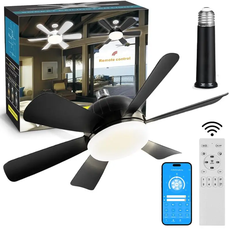 LED Ceiling Fan Light with Remote & APP Control, 40W E26/27 LED Ceiling Fan Lamp with 6 Wind Speeds, Dimmable Fan Lamps for Summer, Indoor LED Light f