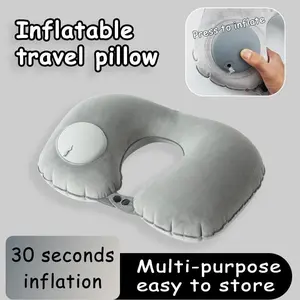 Inflatable Travel Pillow, Neck Pillow for Traveling Airplanes Train Car Office, Portable U-Shaped Blow Up Neck Support Pillow