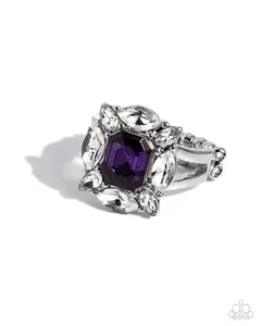 Beautiful Things - Purple Gem White Rhinestone Silver Ring - Paparazzi