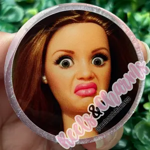 cringe face badge reel, pink glitter, meme badge reel, funny badge reel, healthcare badge reel, office badge reel