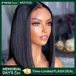 West Kiss Ready Go Pre Cut Glueless Bob Wig Straight Lace Front Human Hair Wig Pre Bleached Pre Plucked With Baby Hair tiktokshopmemorialday
