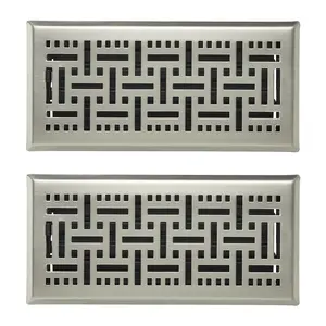 Floor Registers 4x10 Inch 2-Pack Iron Floor Vents for HVAC Grilles Nickel-Plated