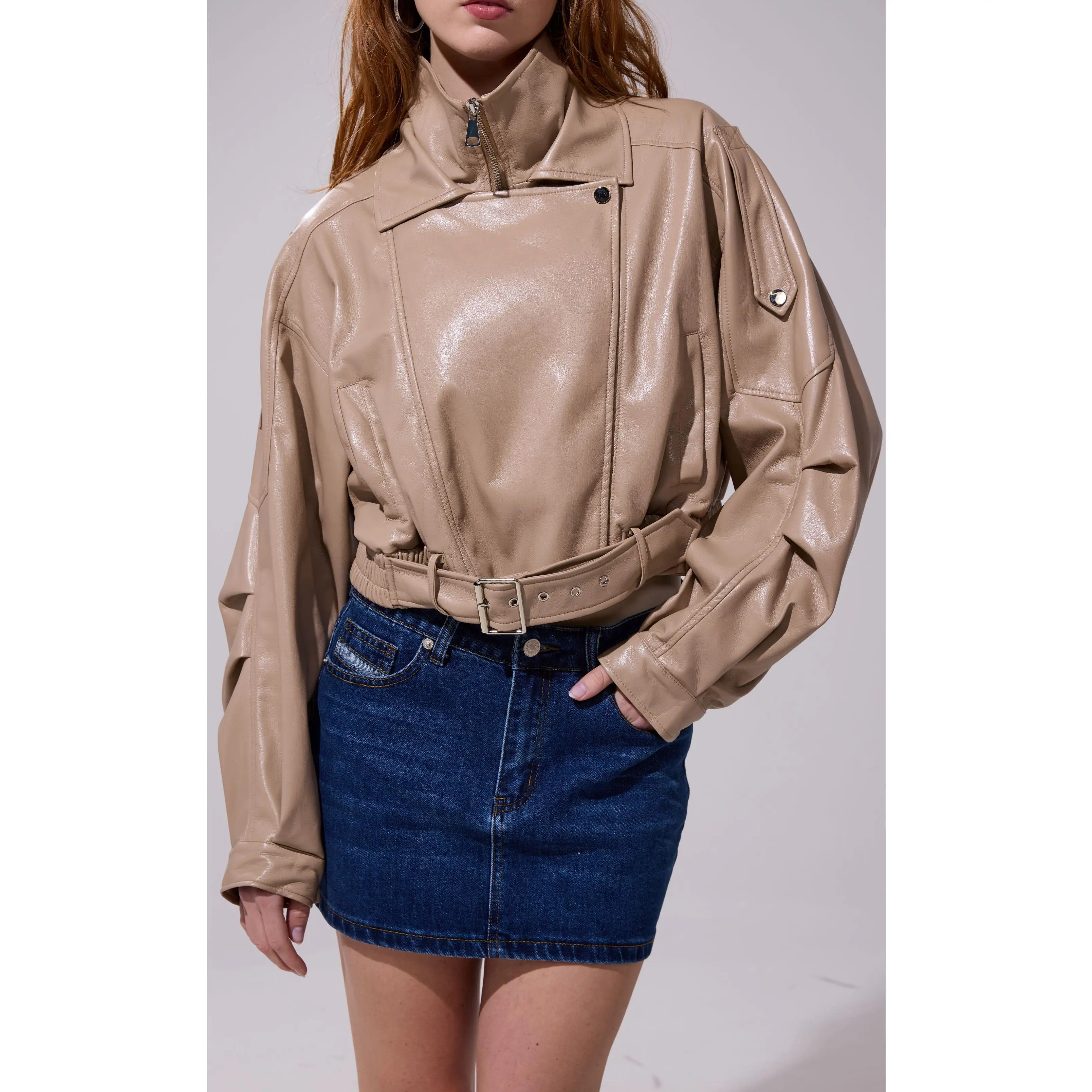 PAPOOSE-BEIGE BUTTER LEATHER MOTO JACKET PAPOOSE-BEIGE BUTTER LEATHER MOTO JACKET
