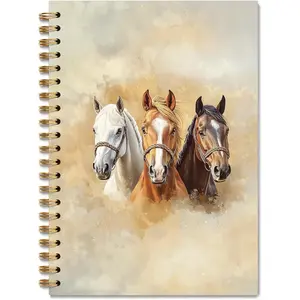 Watercolor Horse Spiral Notebook Journal,Farmhouse Horse Lover Gifts Notebook for Women Teen, Horses Themed Writing Journal for School Office Supplies, 5.5 x 8.3 Inches