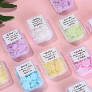 Random Color Disposable Travel Cleansing Soap Sheet, 300pcs/set Portable Hand Washing Soap Paper, Mini Flower Petal Soap Tablet for Outdoor Travel