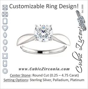 Cubic Zirconia Engagement Ring- The Nyah (Customizable Round Cut Solitaire with Tapered Bevel Band)