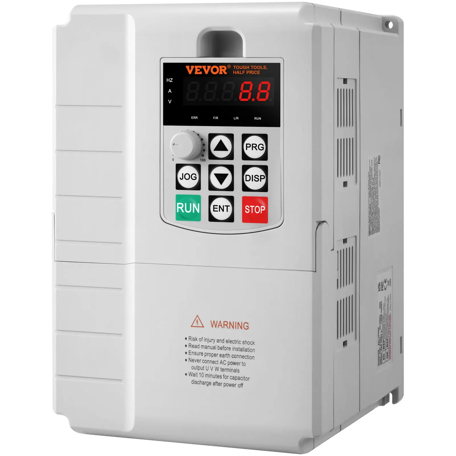 VEVOR Variable Frequency Drive - 7.5KW, 34A, 10HP 3-Phase Motor Speed Controller, 7.7 Lbs / 3.5 Kg ± 3%%, 10°C-40°C Operating Temp, Efficient Low-Noise Cooling
