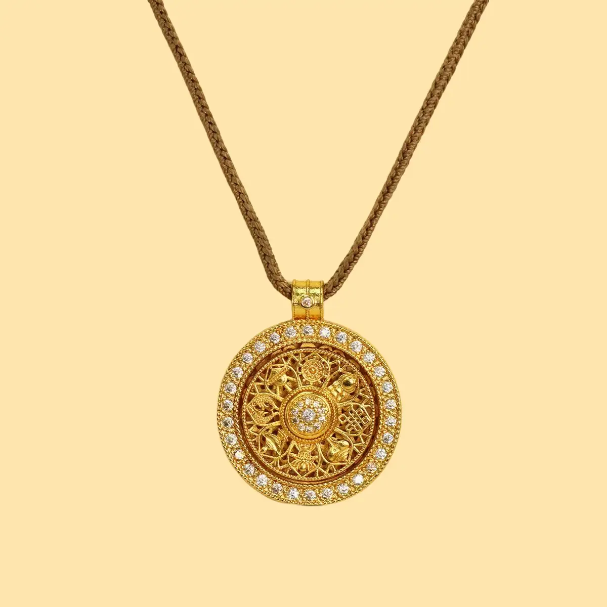 Eight Treasures Compass Pendant | Happiness and Fulfillment | Thriving Career | Harmony and Unity | Wealth and Good Fortune | Wisdom and Enlightenment