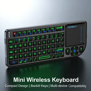 Mini Bluetooth-compatible Keyboard with Laser Pointer & Mouse Touchpad, 3-In-1 Wireless Remote, 7-Color Backlit, for Powerpoint, Windows, Android, Projector, Laptop