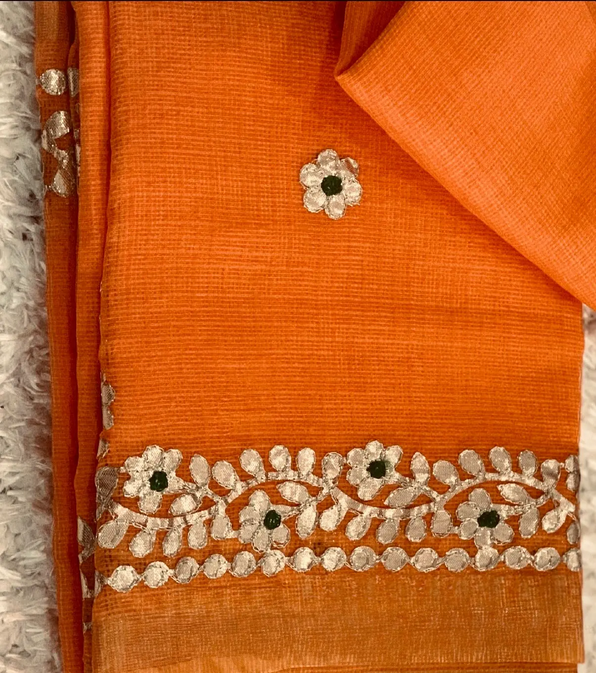 Women's Handcrafted Rajasthani Cotton Saree - Gota Patti Embroidery, Everyday Costumes, Mirror Accessories