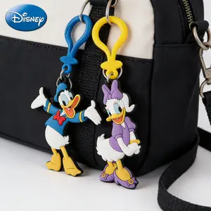 1PC Disney Officially Licensed Donald Duck Daisy Duck Keychain Cute Vibrant Collectible Anime Keyring Backpack Decoration Car key Pendant Desk Ornament Durable PVC Soft Rubber Gift