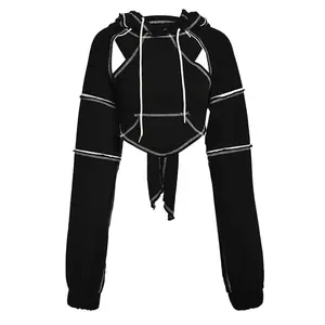 Hooded Bow Long Sleeve Hoodie - Women's Sweatshirt with Hood, Front Button Closure, and Side Sleeves - Sweatshirts, Womenswear