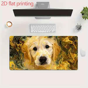 1pc Mutiple Sizes 2D Flatjit 2D FLAT PRINTING, Extra-Large 2D Printed Mouse Pad Featuring a Humorous Abstract Design of a Golden Retriever Puppy, Ideal for E-Sports And Computer Desks, Model