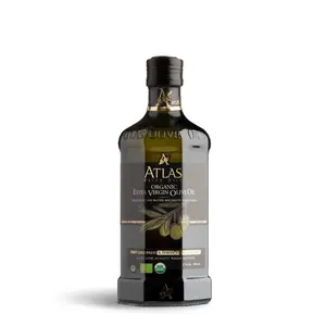 ATLAS Organic Extra Virgin Olive Oil Glass bottle of 16,9 OZ (500 ML) - Moroccan and Polyphenol Rich - Carbon Neutral - Low Acidity