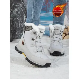 Women's hiking snow winter boots -Fashionably Simple  waterproof work ankle boots, comfortable and warm snow boots for women, suitable for backpack riding, Winter Warm Shoes